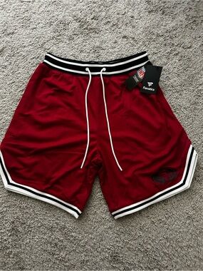 Fanatics Men's red Athletic Mesh Shorts with Black & White Waistband